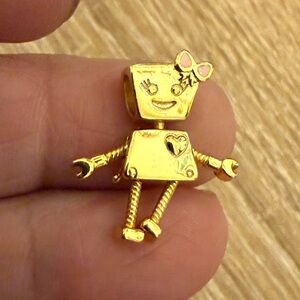 Gold Robot Charm Pendant